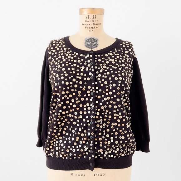 Beaded Cardigan Sweater with Sequins by A. Giannetti Size 1X Artsy - Picture 4 of 10